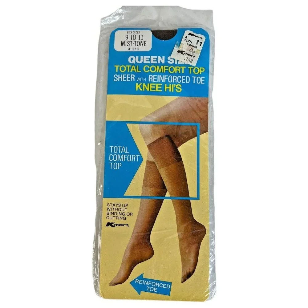 5 Pair Vintage Kmart Queen Size Knee‎ Highs Hi's Sheer Size 9-11 Brown Mist NIP
